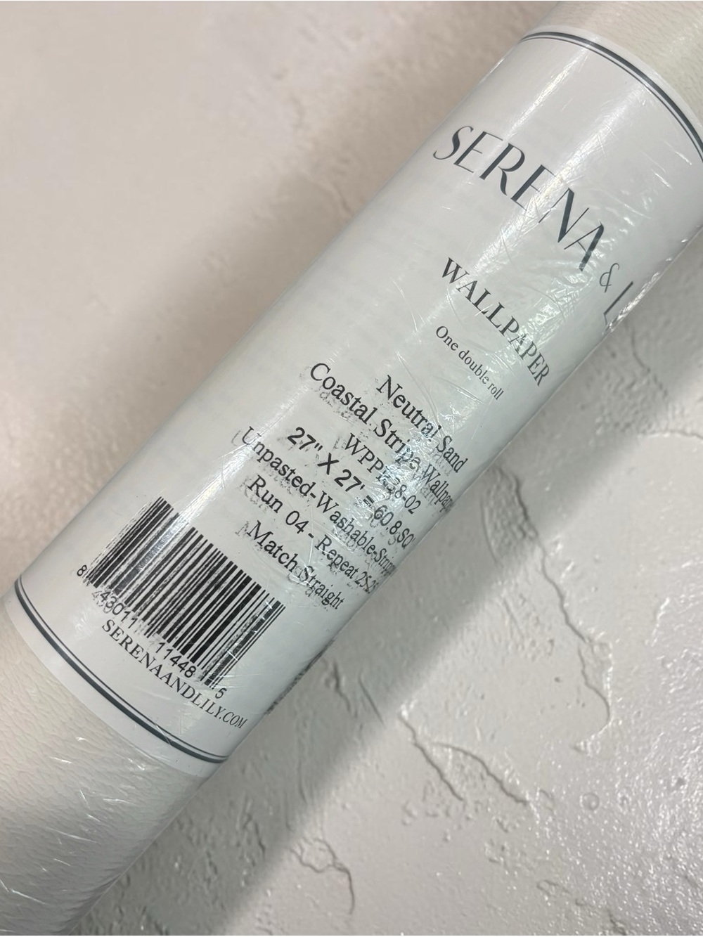 Serena & Lily Neutral Sand Coated Wallpaper Roll in White